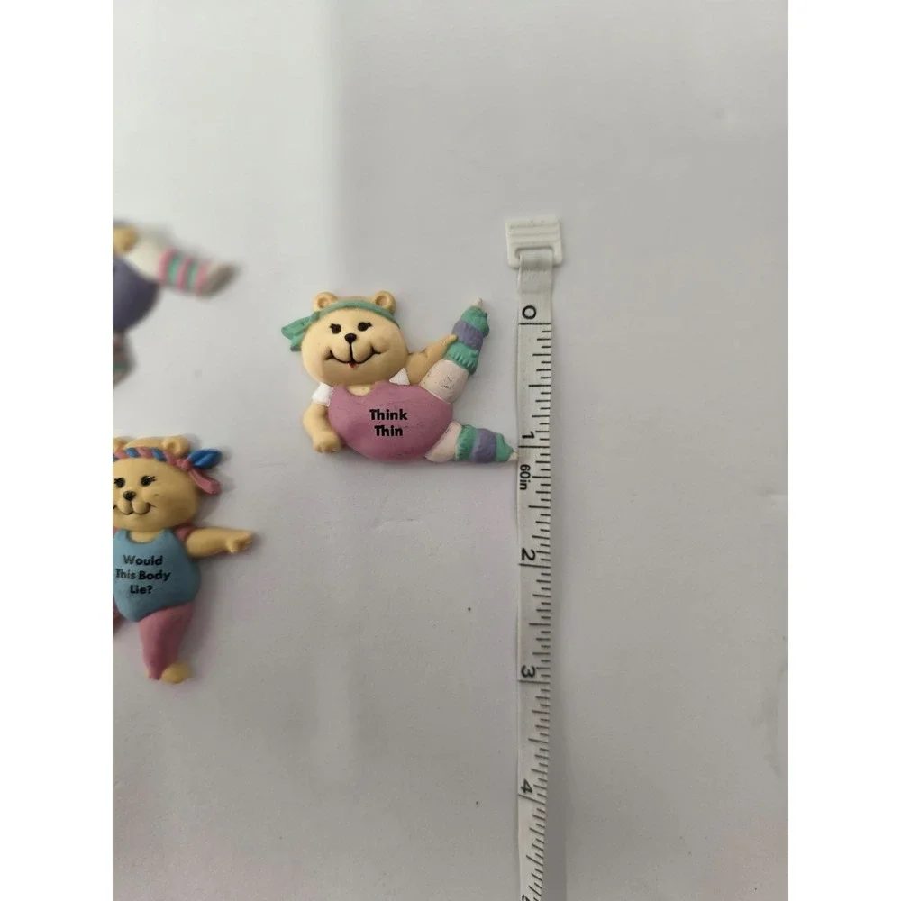 Vintage Russ Berrie Teddy Bear Exercising Magnets